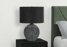Load image into Gallery viewer, 23" Black Ceramic Round Table Lamp With Black Drum Shade
