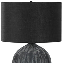 Load image into Gallery viewer, 23" Black Ceramic Round Table Lamp With Black Drum Shade

