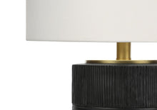 Load image into Gallery viewer, 24" Black Cylinder Table Lamp With Ivory Drum Shade
