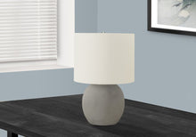 Load image into Gallery viewer, 20" Gray Concrete Round Table Lamp With Ivory Drum Shade
