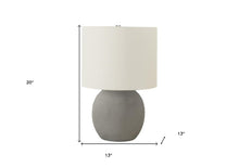Load image into Gallery viewer, 20" Gray Concrete Round Table Lamp With Ivory Drum Shade
