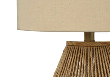 Load image into Gallery viewer, 22" Brown Rattan Geometric Table Lamp With Beige Drum Shade
