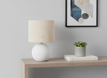 Load image into Gallery viewer, 16" Cream Ceramic Round Table Lamp With Cream Drum Shade
