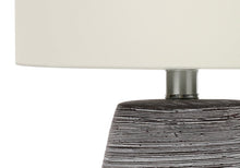 Load image into Gallery viewer, 19" Gray Ceramic Round Table Lamp With Ivory Drum Shade
