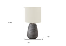 Load image into Gallery viewer, 19" Gray Ceramic Round Table Lamp With Ivory Drum Shade
