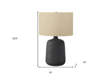 Load image into Gallery viewer, 24" Black Ceramic Round Table Lamp With Beige Drum Shade
