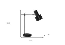 Load image into Gallery viewer, 21" Black Metal Round USB Table Lamp With Black Drum Shade

