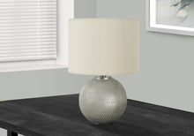 Load image into Gallery viewer, 19" Gray Round Table Lamp With Ivory Drum Shade
