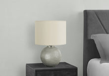 Load image into Gallery viewer, 19" Gray Round Table Lamp With Ivory Drum Shade
