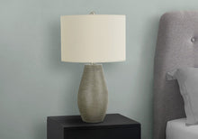 Load image into Gallery viewer, 24" Gray Round Table Lamp With Ivory Drum Shade
