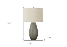 Load image into Gallery viewer, 24" Gray Round Table Lamp With Ivory Drum Shade
