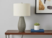 Load image into Gallery viewer, 24" Gray Round Table Lamp With Ivory Drum Shade
