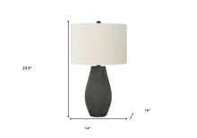 Load image into Gallery viewer, 24" Black Round Table Lamp With Ivory Drum Shade
