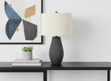 Load image into Gallery viewer, 24" Black Round Table Lamp With Ivory Drum Shade
