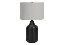 Load image into Gallery viewer, 24" Black Concrete Urn Table Lamp With Gray Drum Shade
