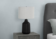 Load image into Gallery viewer, 24" Black Concrete Urn Table Lamp With Gray Drum Shade
