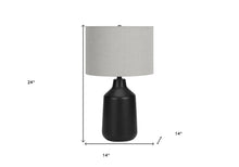 Load image into Gallery viewer, 24" Black Concrete Urn Table Lamp With Gray Drum Shade
