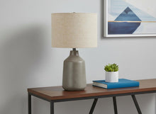 Load image into Gallery viewer, 24" Gray Concrete Urn Table Lamp With Beige Drum Shade
