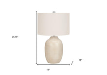Load image into Gallery viewer, 26" Cream Ceramic Urn Table Lamp With Cream Drum Shade
