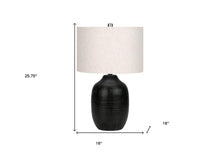 Load image into Gallery viewer, 26" Black Ceramic Urn Table Lamp With Ivory Drum Shade

