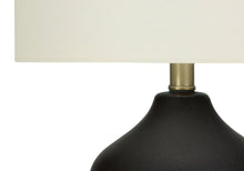 Load image into Gallery viewer, 22" Black Ceramic Urn Table Lamp With Ivory Drum Shade
