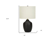 Load image into Gallery viewer, 22" Black Ceramic Urn Table Lamp With Ivory Drum Shade
