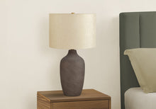 Load image into Gallery viewer, 27" Gray Ceramic Urn Table Lamp With Beige Drum Shade
