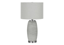 Load image into Gallery viewer, 25" Gray and Silver Ceramic Cylinder Table Lamp With Gray Drum Shade
