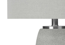 Load image into Gallery viewer, 25" Gray and Silver Ceramic Cylinder Table Lamp With Gray Drum Shade
