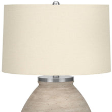 Load image into Gallery viewer, 25" Cream Concrete Round Table Lamp With Beige Drum Shade

