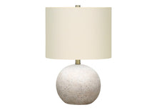 Load image into Gallery viewer, 20" Gray Concrete Round Table Lamp With Ivory Drum Shade
