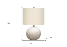 Load image into Gallery viewer, 20" Gray Concrete Round Table Lamp With Ivory Drum Shade
