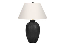 Load image into Gallery viewer, 24" Black Ceramic Round Table Lamp With Ivory Empire Shade
