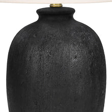Load image into Gallery viewer, 24" Black Ceramic Round Table Lamp With Ivory Empire Shade
