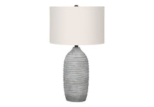 Load image into Gallery viewer, 27" Gray Cylinder Table Lamp With Ivory Drum Shade
