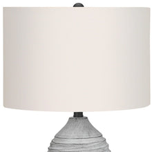 Load image into Gallery viewer, 27" Gray Cylinder Table Lamp With Ivory Drum Shade
