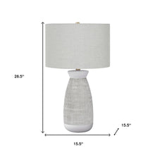 Load image into Gallery viewer, 27" Gray and White Ceramic Round Table Lamp With Gray Drum Shade
