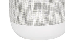 Load image into Gallery viewer, 27" Gray and White Ceramic Round Table Lamp With Gray Drum Shade
