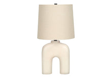 Load image into Gallery viewer, 25" Cream Geometric Table Lamp With Beige Empire Shade
