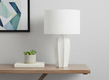 Load image into Gallery viewer, 27" Cream Ceramic Geometric Table Lamp With Cream Drum Shade
