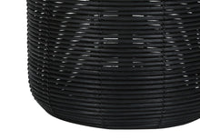 Load image into Gallery viewer, 23" Black Rattan Round Table Lamp With Ivory Drum Shade
