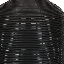 Load image into Gallery viewer, 23" Black Rattan Round Table Lamp With Ivory Drum Shade
