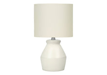 Load image into Gallery viewer, 17" Cream Ceramic Geometric Table Lamp With Cream Drum Shade
