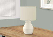 Load image into Gallery viewer, 17" Cream Ceramic Geometric Table Lamp With Cream Drum Shade
