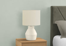 Load image into Gallery viewer, 17" Cream Ceramic Geometric Table Lamp With Cream Drum Shade
