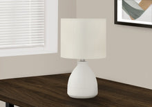 Load image into Gallery viewer, 17" Cream Ceramic Round Table Lamp With Cream Drum Shade
