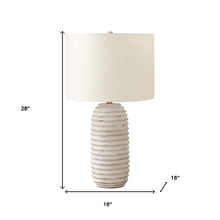 Load image into Gallery viewer, 28" Cream Geometric Table Lamp With Cream Drum Shade
