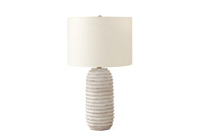 Load image into Gallery viewer, 28" Cream Geometric Table Lamp With Cream Drum Shade
