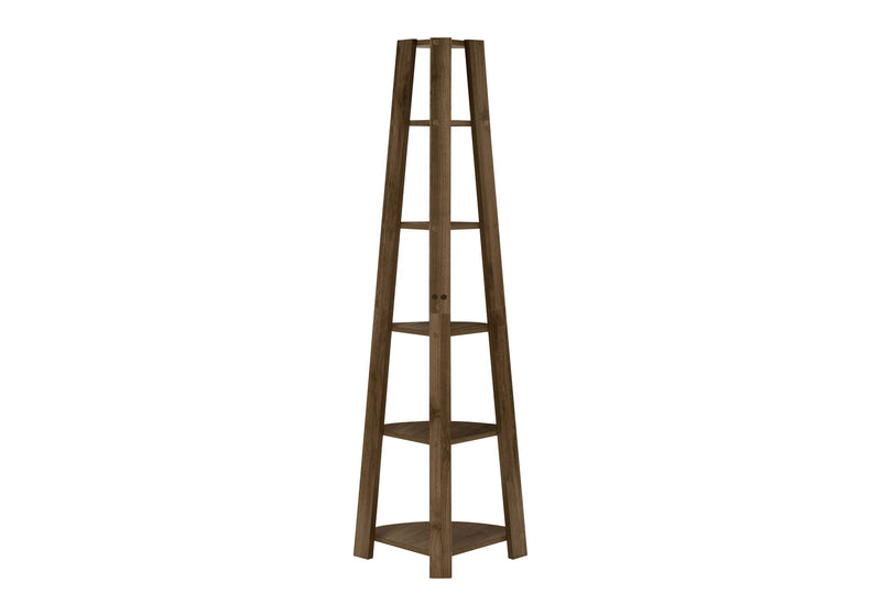 Five Tier Corner Bookcase - Dark Brown