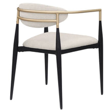 Load image into Gallery viewer, Fabric Partially Open Back Dining Arm Chairs (Set of 2) - Beige / Gold / Black
